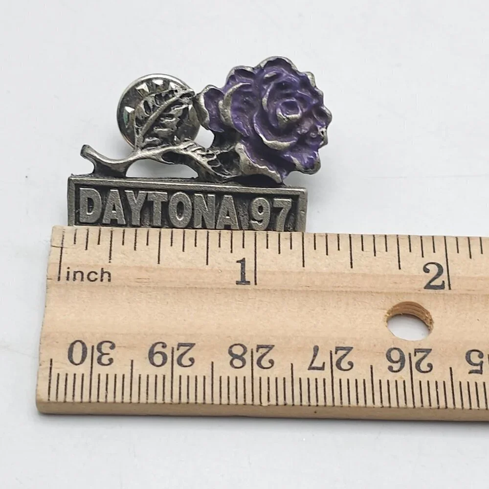 Daytona 1997 Purple Rose Lady Biker Lapel Pin